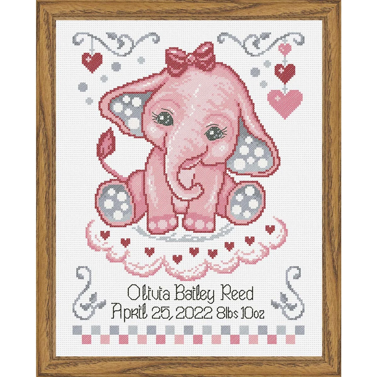 Baby By Herrschners Lovable Ellie Birth Record Counted Cross-Stitch Kit