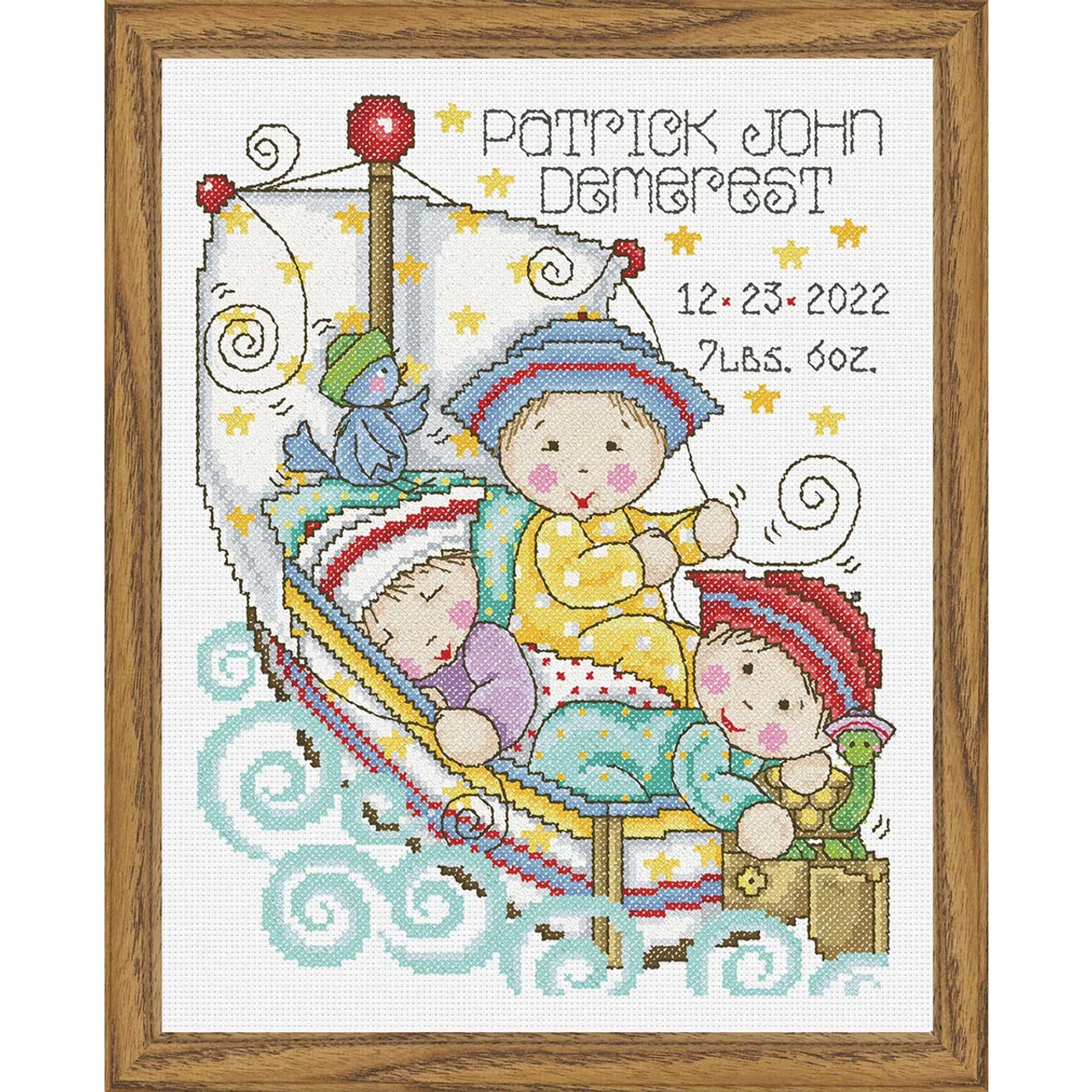 Herrschners Sailing To Dreamland Birth Record Counted Cross-Stitch Kit