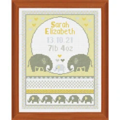 Herrschners Elephant Parade Birth Record Counted Cross-Stitch Kit