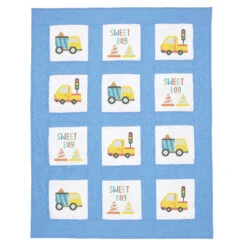 Herrschners Construction Crew Kid's Quilt Blocks Stamped Cross-Stitch