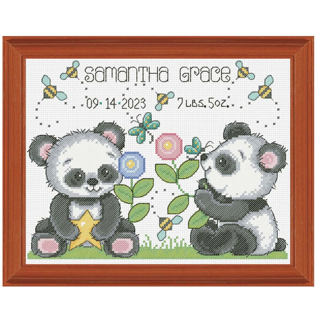 Herrschners Playful Pandas Birth Record Counted Cross-Stitch Kit