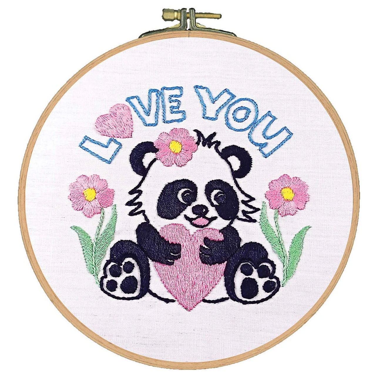 Craftways Panda With Heart Hoop Stamped Embroidery Kit