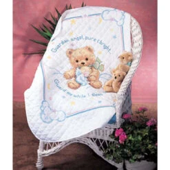 Dimensions Cuddly Bear Baby Quilt Stamped Cross-Stitch Kit