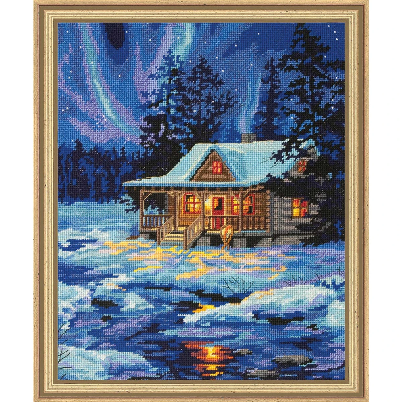Dimensions Winter Sky Cabin Needlepoint Kit