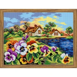 Orchidea Landscape With Pansies Needlepoint Canvas