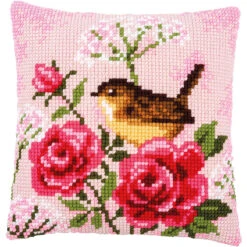 Vervaco Birds & Roses Pillow Needlepoint Kit
