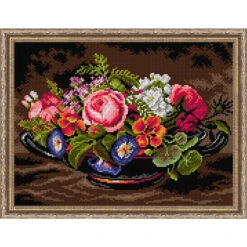Orchidea Still Life With Pink Peonies Needlepoint Canvas