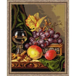 Orchidea Still Life With Wine Needlepoint Canvas