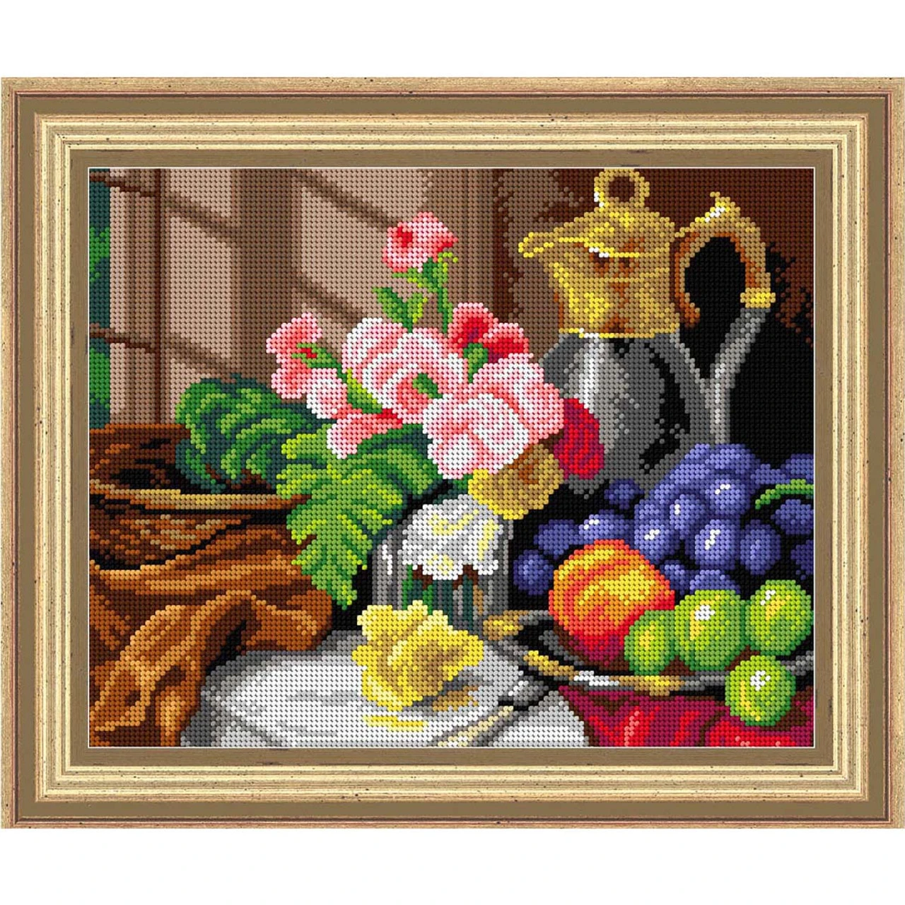 Orchidea Carnations In A Glass Vase Needlepoint Canvas