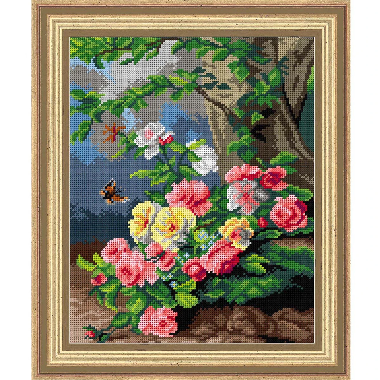 Orchidea Floral Still Life Needlepoint Canvas