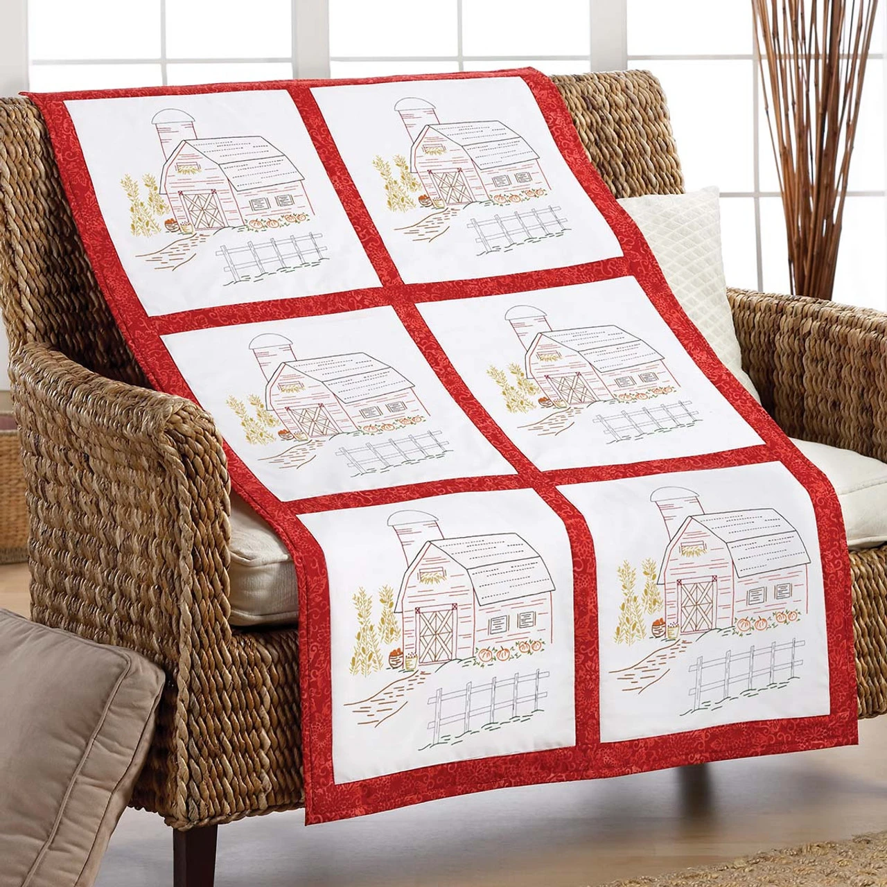 Herrschners Down On The Farm Quilt Blocks Stamped Embroidery