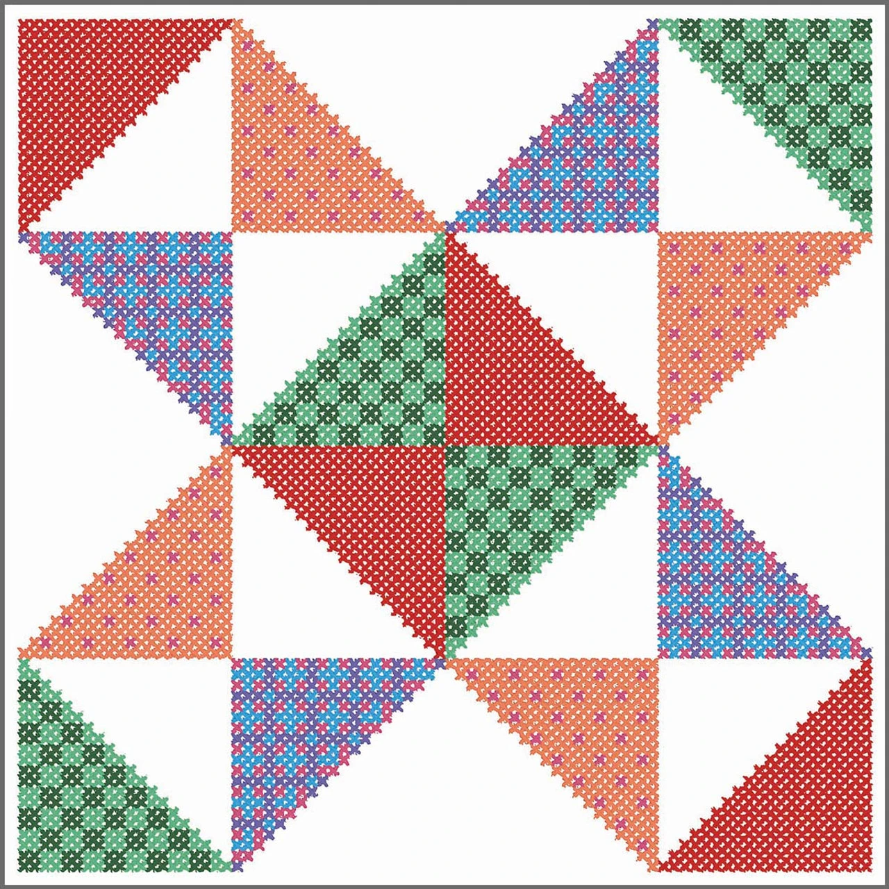 Herrschners Prairie Star Quilt Blocks Stamped Cross-Stitch