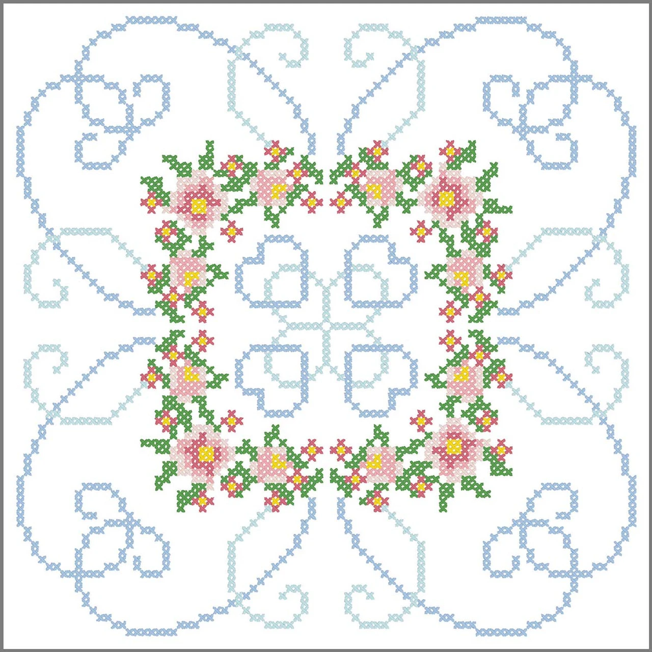 Herrschners Ring Of Hearts Quilt Blocks Stamped Cross-Stitch