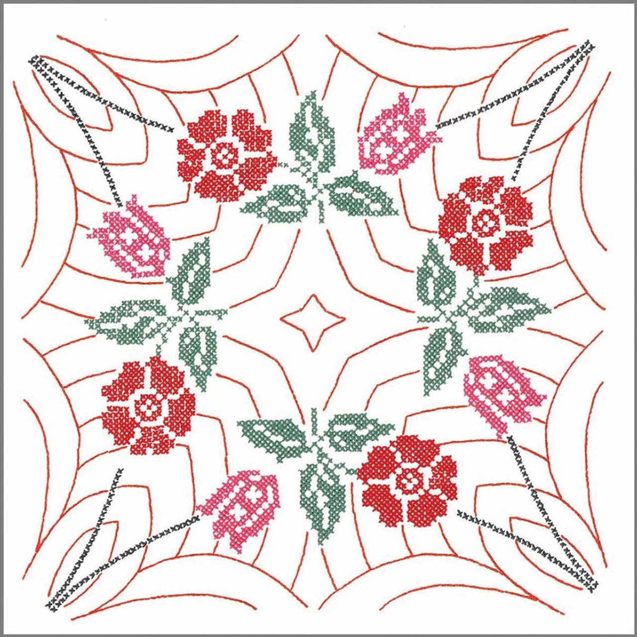 Herrschners Pearl Quilt Blocks Stamped Cross-Stitch Or Stamped Embroidery - Image 2