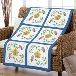 Herrschners Bluebird Cottage Quilt Block Stamped Cross-Stitch