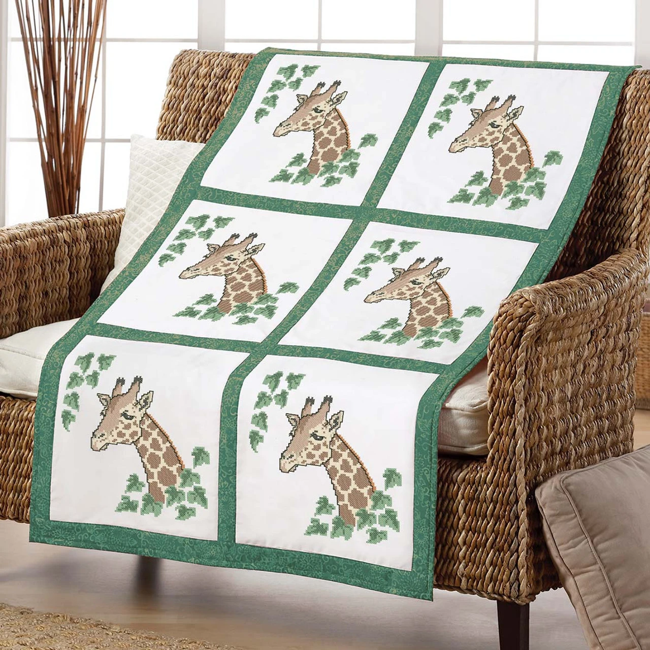 Herrschners Giraffe Quilt Blocks Stamped Cross-Stitch