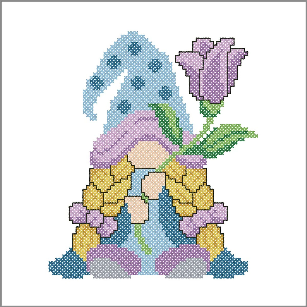 Herrschners Floral Gnome Quilt Blocks Stamped Cross-Stitch