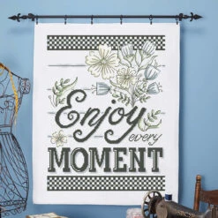 Herrschners Enjoy Every Moment Lap Quilt Top Stamped Cross-Stitch Kit