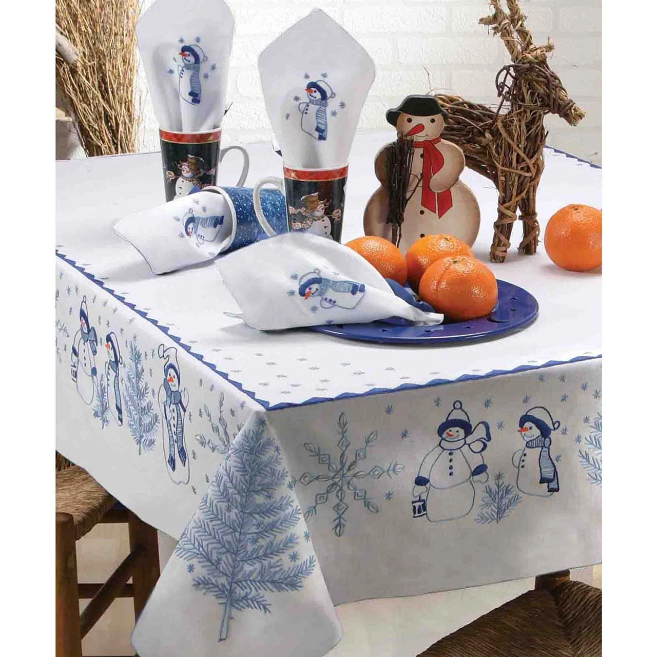 Nob Hill Frosty Frills Tablecloth Stamped Embroidery
