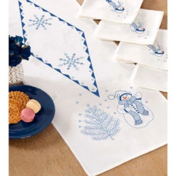 Nob Hill Frosty Frills Table Runner Stamped Embroidery