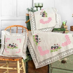 Nob Hill Roosters Set Stamped Cross-Stitch