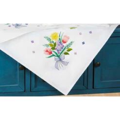 Herrschners Tulip & Daffodil Spray Table Topper Stamped Embroidery Kit