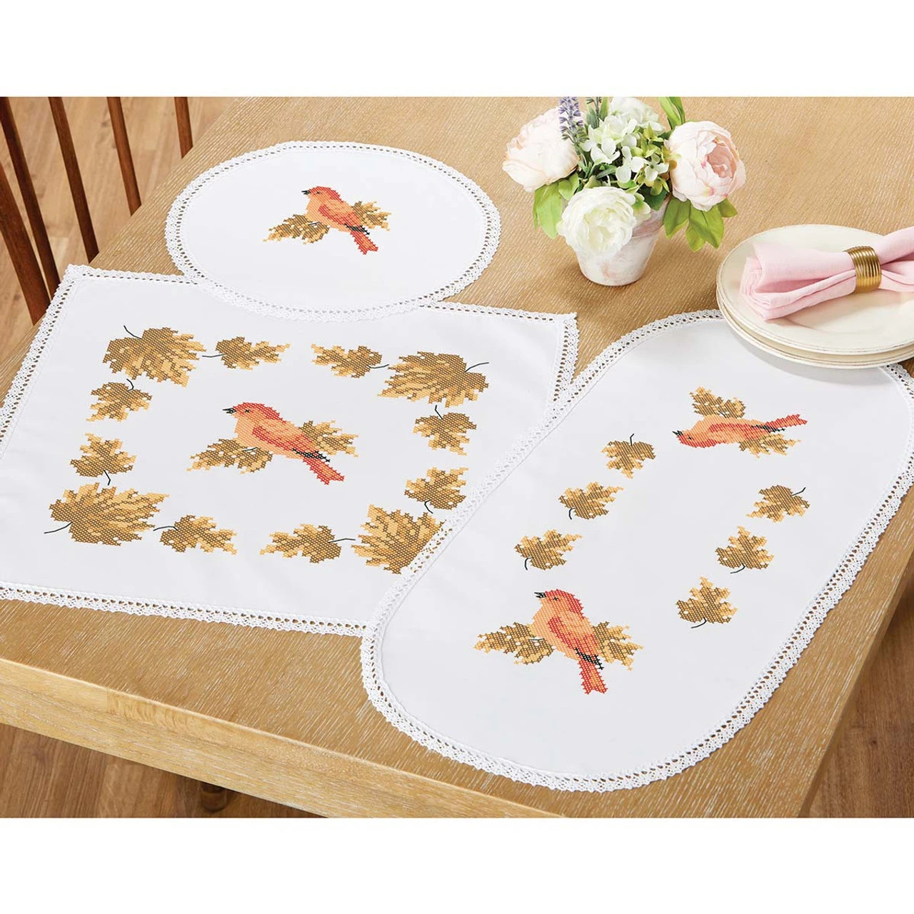 Herrschners Autumn Flutter Set Stamped Cross-Stitch