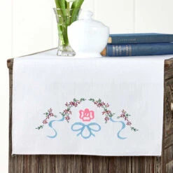 Herrschners Caroline Dresser Scarf Stamped Embroidery