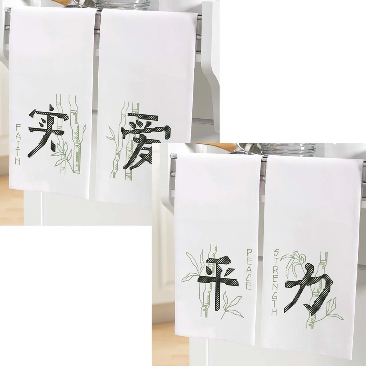 Herrschners Serene Towel Pair Set Stamped Cross-Stitch