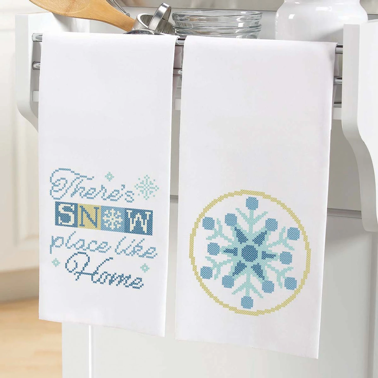 Herrschners Snow Place Like Home Towel Pair Stamped Cross-Stitch