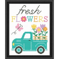 Herrschners Trucking Fresh Flowers Stamped Cross-Stitch Kit