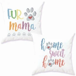 Herrschners Pet Home & Fur Mama Pillow Cover Set Stamped Cross-Stitch