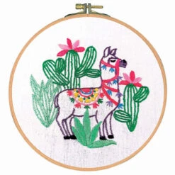 Craftways Cactus Llama Hoop Stamped Embroidery Kit