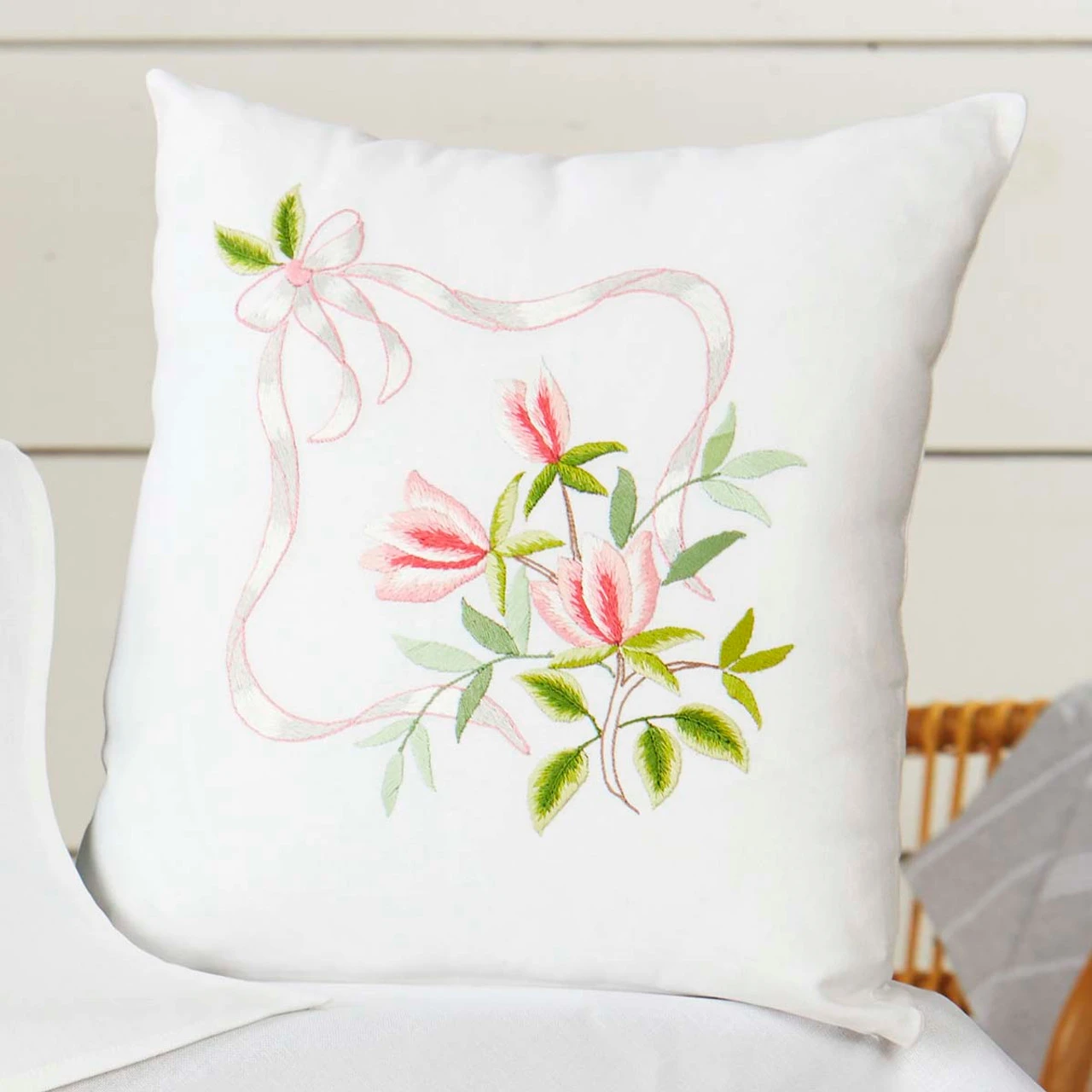 Craftways Pink Blossoms Pillow Cover Stamped Embroidery Kit