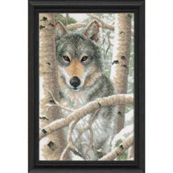 Dimensions Wintry Wolf Stamped Cross-Stitch Kit