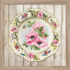 RIOLIS Plate With Pink Poppies Stamped Embroidery Kit