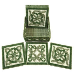 Herrschners Celtic Knot Coasters With Holder Plastic Canvas Kit