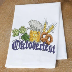 Village Linens Oktoberfest Bretz'n Towel Stamped Cross-Stitch Kit