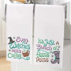 Herrschners Hocus Pocus Towel Pair Stamped Cross-Stitch