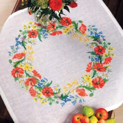 Eva Rosenstand Poppies Table Topper Counted Cross-Stitch Kit