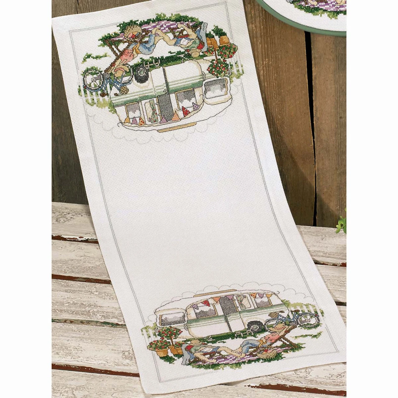Permin Camping Life Table Runner Counted Cross-Stitch Kit