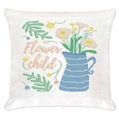 Herrschners Flower Child Pillow Cover Counted Cross-Stitch Kit