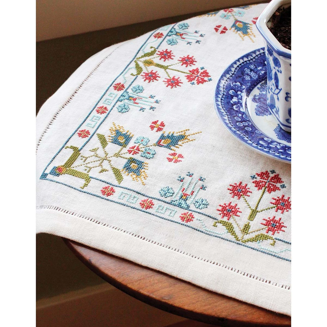 Avlea Folk Embroidery Blue Larkspur Table Topper Counted Cross-Stitch Kit - Image 2