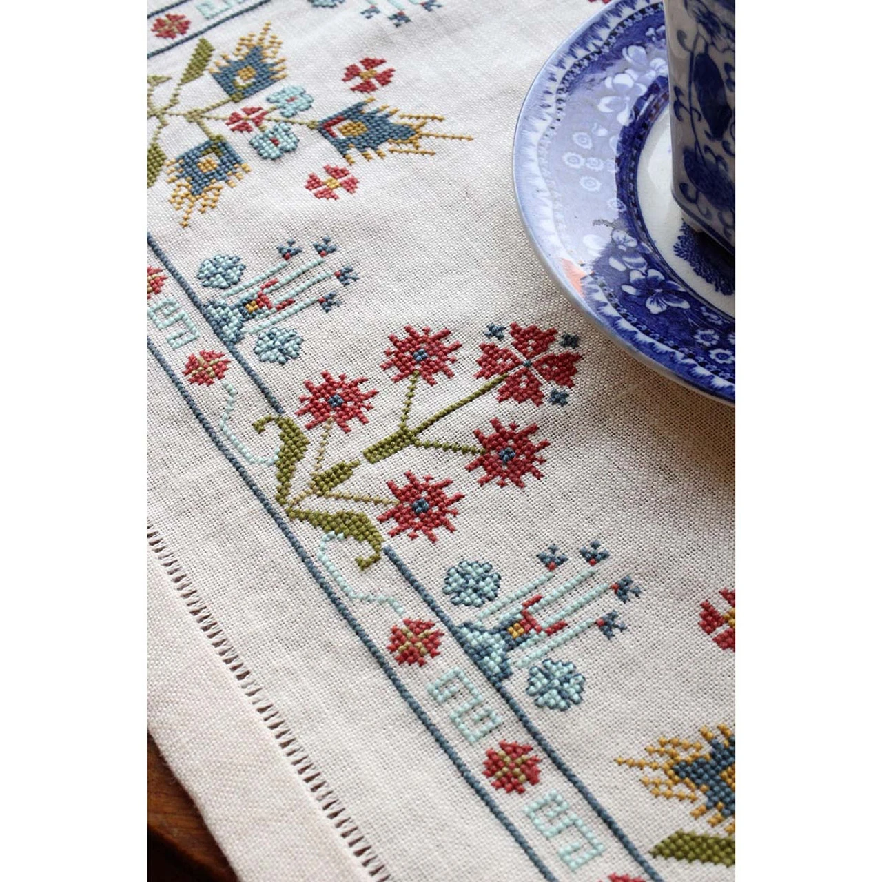 Avlea Folk Embroidery Blue Larkspur Table Topper Counted Cross-Stitch Kit - Image 3