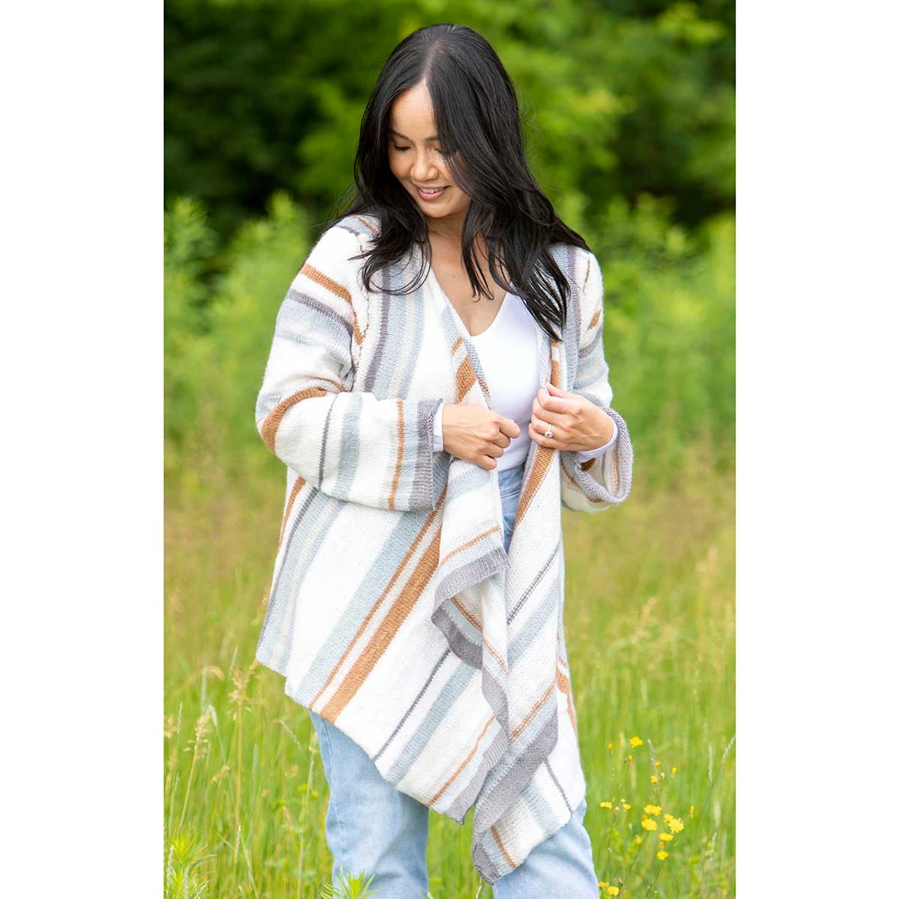 Herrschners Neutral Drapey Cardigan Knit Kit