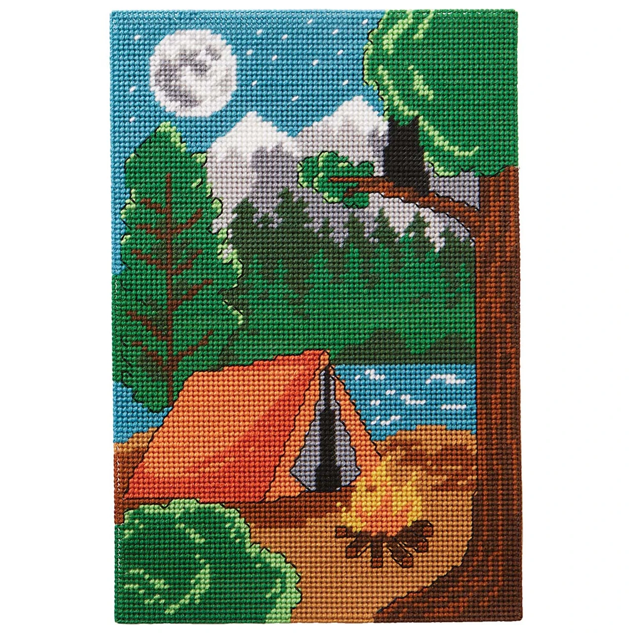 Herrschners Moonlight Camping Wall Hanging Plastic Canvas Kit