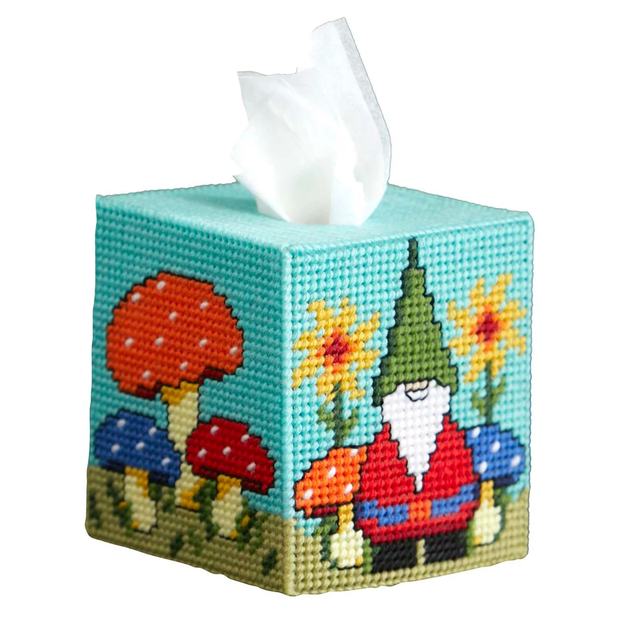 Herrschners Garden Gnomes Tissue Box Plastic Canvas Kit - Image 2