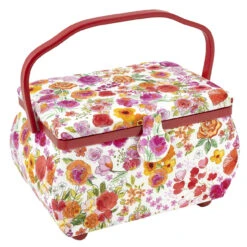 Prym Consumer USA Blue Floral Sewing Basket Accessory
