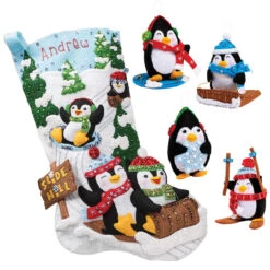 Bucilla Penguins At Play, Set Of 2 Felt & Sequin Kit