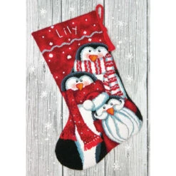 Dimensions Holiday Penguins Stocking Needlepoint Kit